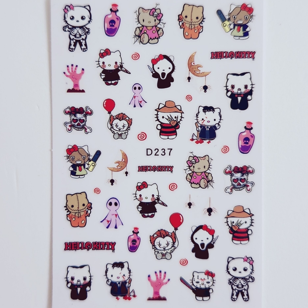 ⭐4/$15 Horror Villains Hello Kitty Nail Art Stickers